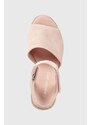Semišové sandále Calvin Klein Jeans dámske, ružová farba, na kline