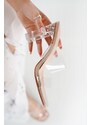 Givana Béžovo-transparentné šľapky na hrubom podpätku Naomi