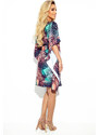 Numoco SOFIA Motýlie šaty so zaväzovaním v páse - palmové listy 287-20