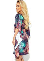Numoco SOFIA Motýlie šaty so zaväzovaním v páse - palmové listy 287-20