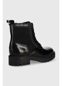 Workery Calvin Klein Jeans Military Boot dámske, čierna farba, na plochom podpätku,