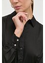 Košeľa Guess CATE dámska, čierna farba, slim, s klasickým golierom, W2YH41 WAF10