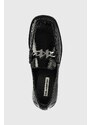 Kožené mokasíny Karl Lagerfeld MOKASSINO II dámske, čierna farba, na plochom podpätku, KL41336
