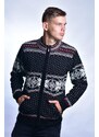 Ewident Vlnený pánsky nórsky sveter s vreckami Orio AZ čierna