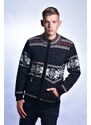 Ewident Vlnený pánsky nórsky sveter s vreckami Orio AZ čierna