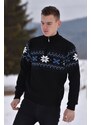Ewident Pánsky sveter s nórskym vzorom Miro Z čierna