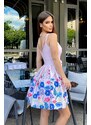Bicotone Svetloružovo kvetované krátke šaty Ellie
