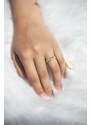 OLIVIE Snubný strieborný prsteň HARMONY GOLD 5924