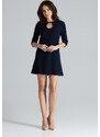 LENITIF Tmavo modré šaty so zapínaním pri krku L001