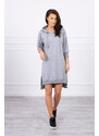 K-Fashion Šaty s kapucňou a dlhším chrbtom šedej