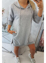 K-Fashion Šaty s kapucňou a dlhším chrbtom šedej