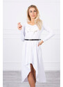 K-Fashion Šaty s ozdobným pásikom a nápismi bielej farby