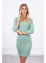 K-Fashion Priliehavé šaty s výstrihom tmavej mentolovej farby