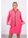 K-Fashion Šaty s kravatou ružové neónové