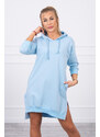 K-Fashion Šaty s kapucňou a dlhším chrbtom modré
