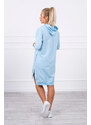 K-Fashion Šaty s kapucňou a dlhším chrbtom modré
