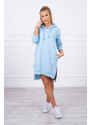 K-Fashion Šaty s kapucňou a dlhším chrbtom modré