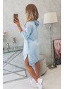K-Fashion Šaty s kapucňou a dlhším chrbtom modré