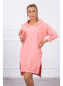K-Fashion Šaty s kapucňou a dlhším chrbtom v marhuľovej farbe