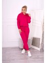 MladaModa Zateplená tepláková súprava s mikinou so zaväzovaním dole model 68816 fuksiová