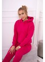 MladaModa Zateplená tepláková súprava s mikinou so zaväzovaním dole model 68816 fuksiová
