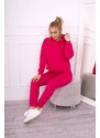 MladaModa Zateplená tepláková súprava s mikinou so zaväzovaním dole model 68816 fuksiová