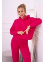 MladaModa Zateplená tepláková súprava s mikinou so zaväzovaním dole model 68816 fuksiová