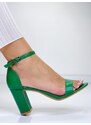 Webmoda Dámske sandále na hrubom opätku - zelené