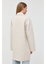 Vlnený kabát By Malene Birger béžová farba, prechodný, dvojradový
