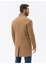 Ombre Clothing Pánsky kabát so stojačikom a prešívanou podšívkou - ťavia V4 OM-COWC-0103