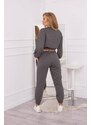 MladaModa Zateplená crop-topová tepláková súprava 69416 grafitová