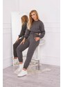 MladaModa Zateplená crop-topová tepláková súprava 69416 grafitová