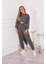 MladaModa Zateplená crop-topová tepláková súprava 69416 grafitová