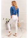 FASARDI Roztrhané džínsové džínsy v bielej farbe