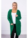 MladaModa Kardigánový sveter s kapucňou a vreckami model 2019-24 zelený