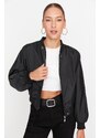 Trendyol Black oversize tričko detailný nepremokavý bomber bundový kabát