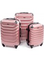 Rogal Ružová sada 3 plastových kufrov "Premium" - veľ. M, L, XL