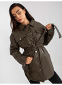 Basic Khaki dámska kabátová bunda z eko kože