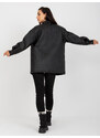 Basic Čierna prechodná kabátová bunda na gombíky z eko kože
