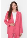 Trendyol Limited Edition Fuchsia Oversized Woven Lined Double Breasted Blazer with Closure