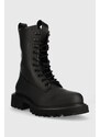 Členkové topánky Rains Palladium x 22600 Show Combat Boot pánske, čierna farba