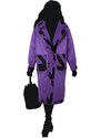 Due Linee Dámsky obojstranný kabát s vreckami fialový
