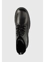 Kožené workery Calvin Klein Jeans Chunky Combat Laceup Boot dámske, čierna farba, na plochom podpätku,