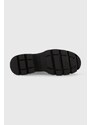 Kožené workery Calvin Klein Jeans Chunky Combat Laceup Boot dámske, čierna farba, na plochom podpätku,