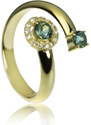 GOLDIE zlatý prsteň Open ring s turmalínmi a diamantmi LRG502.KLT