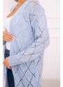 MladaModa Kardigánový sveter s perforovaným vzorom model 2020-4 svetlomodrý