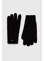 Čiapka a rukavice Tommy Hilfiger čierna farba