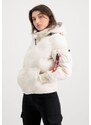 Bunda ALPHA INDUSTRIES Wmn Hooded Logo Puffer biela