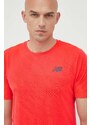 Bežecké tričko New Balance Nyc Marathon Q Speed červená farba, jednofarebné