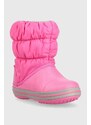 Detské snehule Crocs Winter Puff Boot ružová farba